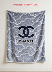 Chanel Blue Cloud CC Logo Flannel Throw Blanket IMG_7062
